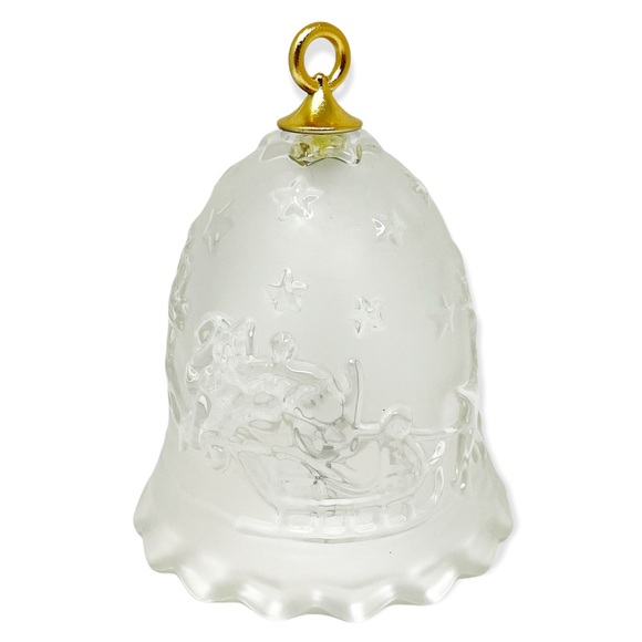 Vintage 1996’ Mikasa Crystal “Silent Night” Santa & Reindeer Christmas Bell - Picture 2 of 5